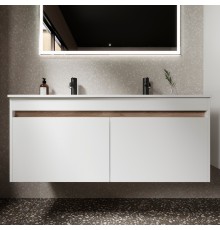 Тумба с раковиной Sancos Smart двойная 120 см, белый глянец