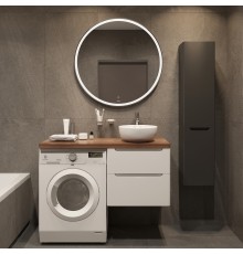 Мебель для ванной комнаты STWORKI Берген 60 белая с темной столешницей 122, раковина Moon 1, L