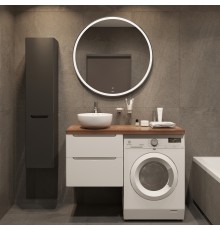 Мебель для ванной комнаты STWORKI Берген 60 белая с темной столешницей 122, раковина Moon 1, R