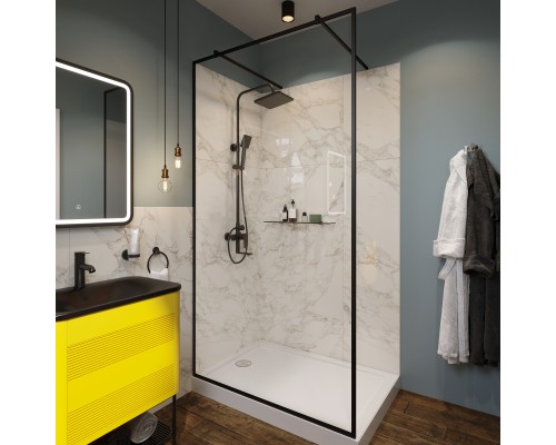 Душевая перегородка STWORKI Хельсинки 120 см, профиль черный матовый, прозрачное стекло