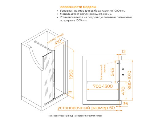 Душевая дверь RGW TO-18B 1000 Душевая дверь RGW TO-18B 1000