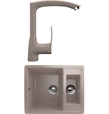 Комплект Мойка кухонная Ulgran U-106 -302 песочная + Смеситель U-005 -302 песочный