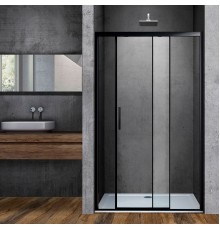 Душевая дверь в нишу Vincea Soft VDS-3SO120CLB 120 см, стекло прозрачное, профиль черный