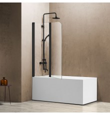 Шторка на ванну Vincea VSB-12114CLB 114 см, профиль черный, стекло прозрачное