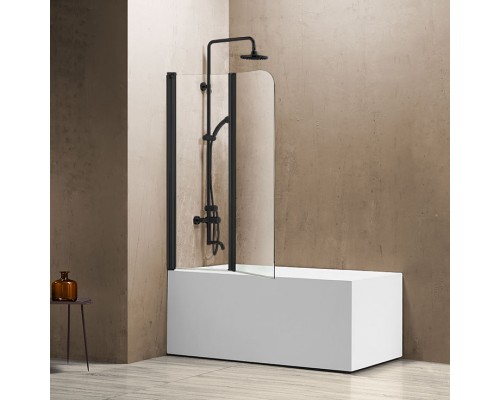 Шторка на ванну Vincea VSB-12114CLB 114 см, профиль черный, стекло прозрачное