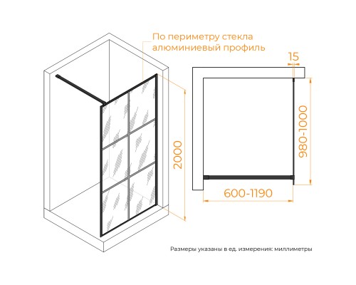 Душевая перегородка RGW WA-11B 1000