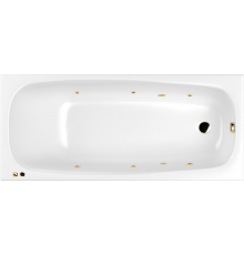 Акриловая ванна WHITECROSS Layla SOFT 180x80 см, с гидромассажем, с каркасом, со сливом-переливом, фурнитура золото
