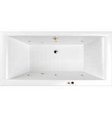 Акриловая ванна WHITECROSS Savia Duo SOFT 170x80 см, с гидромассажем, с каркасом, со сливом-переливом, фурнитура золото