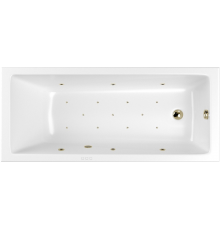 Акриловая ванна WHITECROSS Wave Slim RELAX 150x70 см, с гидромассажем, с каркасом, со сливом-переливом, фурнитура бронза