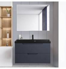 Мебель для ванной комнаты BelBagno Vittoria 100 подвесная, grigio opaco, черная матовая раковина