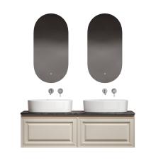 Мебель для ванной комнаты Sancos Very 140, beige soft, столешница черный мрамор TT140A1, раковина CN6075