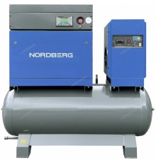 Компрессор винтовой, 7,5 кВт, 10 бар, 960 л/мин, ресивер 350л, IP23, осушитель NORDBERG NCB10RD