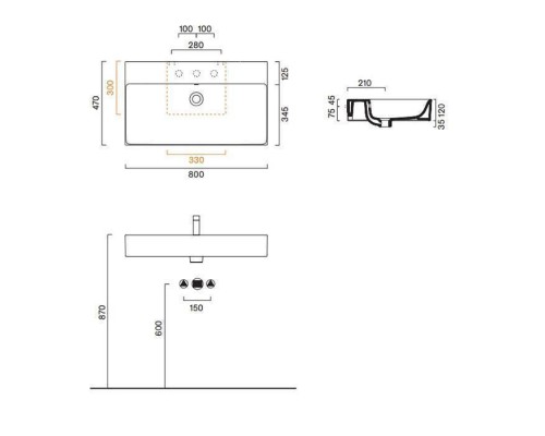 Catalano Premium Раковина 80x47см, с 1 отв., цвет: белый глянцевый. 0220801001