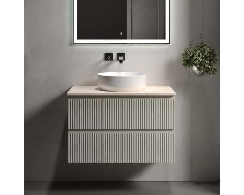 Тумба под раковину Sancos Snob R 80 со столешницей, beige soft, бежевая Тумба под раковину Sancos Snob R 80 со столешницей, beige soft, бежевая