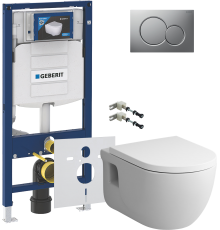 Комплект Унитаз подвесной AM.PM Like C801701SC FlashClean с микролифтом + Крепления Geberit Duofix 111.815.00.1 к стене + Шумоизоляция 156.050.00.1 + Инсталляция UP 320 111.300.00.5 + Кнопка Sigma 01 115.770.JQ.5 лакированная, матовый хром