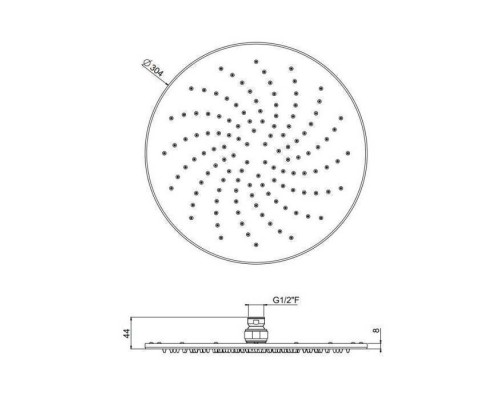 Carimali OttoMillimetri Верхний душ Oslash;30см., потолочный, инспектируемый, ультратонкий, цвет: хром. 8MM0003CRX