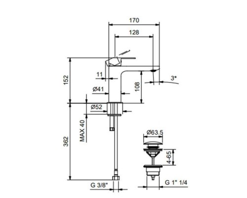 Fantini Myo Смеситель для раковины на 1 отв., цвет: черный матовый. 61 13 V604F