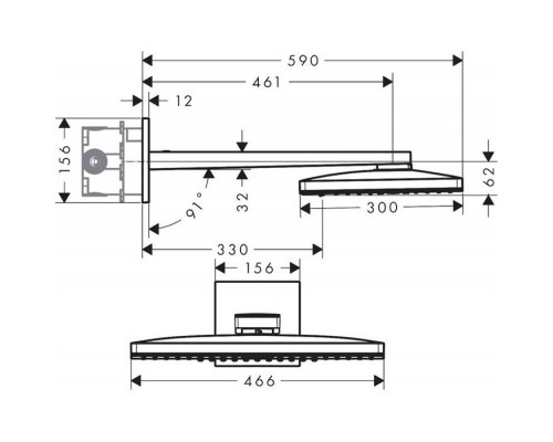 Hansgrohe Rainmaker Select 460 Верхний душ 46х30см., настенный, цвет: хром/черный. 24007600 Hansgrohe Rainmaker Select 460 Верхний душ 46х30см., настенный, цвет: хром/черный. 24007600