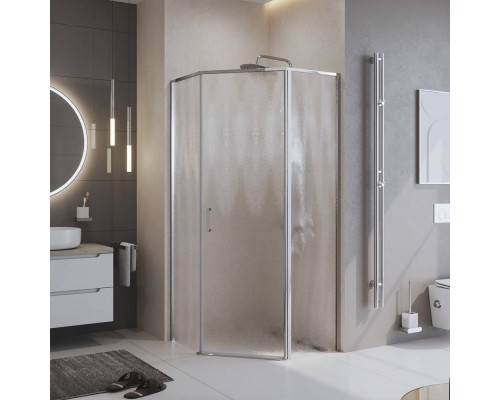 Душевой уголок BelBagno Uno UNO-195-P-1-90-CH-CR, стекло рифленое