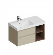 Kerama Marazzi Cubo Тумба подвесная 90см, левая, цвет: лимо матовая / орех. CUB.90.2Lh\LIM.N