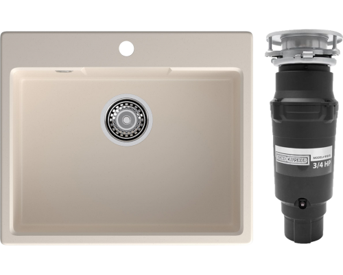 Комплект Мойка GranFest Urban 658 белая + Измельчитель Bone Crusher BC 910-SL-Slim Line