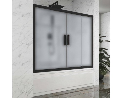 Шторка на ванну Kubele DE019 P4-MAT-BLMT 155х150 см, профиль матовый черный