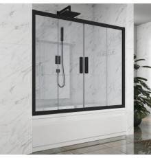 Шторка на ванну Kubele DE019 P4-CLN-BLMT 165х150 см, профиль матовый черный