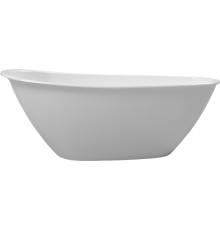 Ванна из искусственного камня WHITECROSS Spinel B 155x75 см, отдельностоящая, овальная, с донным клапаном, белый глянец