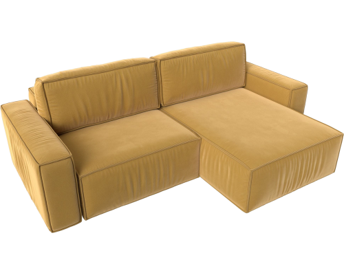 Угловой диван Лига Диванов Прага классик R микровельвет желтый