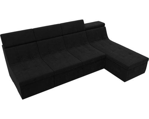 Угловой диван Лига Диванов Холидей Люкс модульный, микровельвет черный