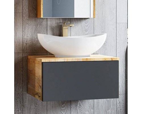 Тумба с раковиной Misty Ива 70 графит, каштан