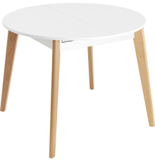 Обеденный стол Stool Group Rondo 100x100 см, раскладной, белый, ножки бук