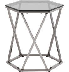 Журнальный столик Stool Group Круз 48x42 см, стекло smoke, опора тёмный хром