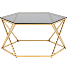 Журнальный столик Stool Group Круз 93x80 см, стекло smoke, опора золото