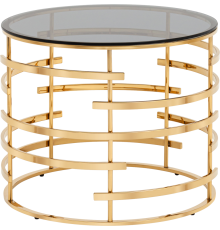 Журнальный столик Stool Group Инфлюэнс 60x60 см, стекло smoke, опора золото