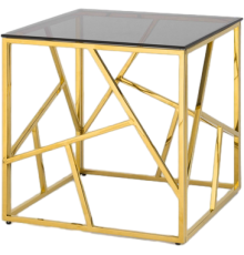Журнальный столик Stool Group Арт Деко 55x55 см, стекло smoke, опора золото