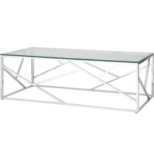 Журнальный столик Stool Group Арт Деко 120x60 см, прозрачное стекло, опора серебро