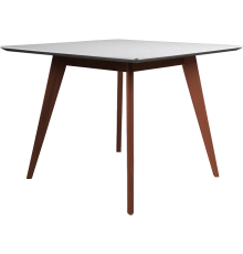 Обеденный стол R-Home Лунд 86x86 см, мрамор бьянко, темный орех
