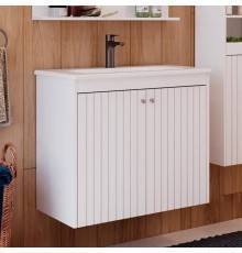 Тумба с раковиной Lemark Romance 80 белая глянцевая