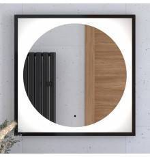 Зеркало Defesto Eclipse DF 2222R 70х70 черная рама, с LED-подсветкой, 4500К, инфракрасный выключатель