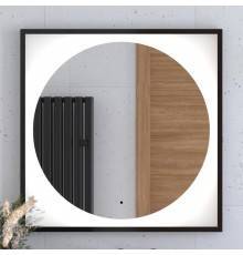 Зеркало Defesto Eclipse DF 2223R 80х80 черная рама, с LED-подсветкой, 4500К, инфракрасный выключатель