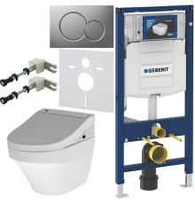 Комплект Унитаз подвесной AM.PM Inspire FlashClean C501700WH + Крышка Admire CCC7851WH с функцией биде, петли хром + Инсталляция Geberit Duofix UP 320 111.300.00.5 + Кнопка Sigma 01 115.770.JQ.5 лакированная, матовый хром + Крепления 111.815.00.1 к стене 