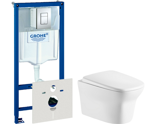 Комплект  Унитаз подвесной Cerutti Spa Ami Aria 8780 безободковый, с микролифтом + Система инсталляции для унитазов Grohe Rapid SL 38772001, 3 в 1 с к