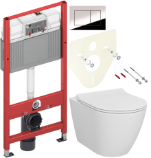Комплект Унитаз подвесной VitrA Sanibelle 7551B003-0075 безободковый + Крышка 801-003-019 с микролифтом + Инсталляция TECE Now 9400412 4 в 1 с кнопкой смыва