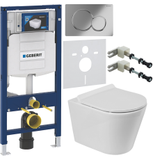 Комплект Унитаз подвесной BelBagno Flay-r + Крышка Piano BB2111SC с микролифтом + Инсталляция Geberit Duofix UP 320 111.300.00.5 + Кнопка Sigma 01 115.770.21.5 хром + Крепления 111.815.00.1 к стене + Шумоизоляция