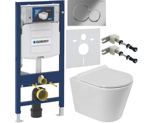 Комплект Унитаз подвесной BelBagno Flay-r + Крышка Piano BB2111SC с микролифтом + Инсталляция Geberit Duofix UP 320 111.300.00.5 + Кнопка Sigma 01 115.770.21.5 хром + Крепления 111.815.00.1 к стене + Шумоизоляция