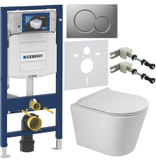 Комплект Унитаз подвесной BelBagno Flay-r + Крышка BB901SC с микролифтом + Инсталляция Geberit Duofix UP 320 111.300.00.5 + Кнопка Sigma 01 115.770.JQ.5 лакированная, матовый хром + Крепления 111.815.00.1 к стене + Шумоизоляция