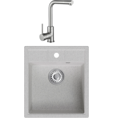 Комплект Мойка кухонная Mixline ML-GM28 серая + Смеситель Kaiser Teka 13144-5 серебро