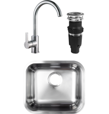 Комплект Мойка кухонная Grandex Aqua Select 200334 + Смеситель Alveus Tonia 1129053 + Измельчитель Bone Crusher BC 610-AS