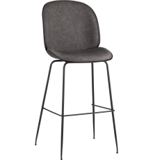 Барный стул Stool Group Beetle PU со спинкой, экокожа серая, черные ножки